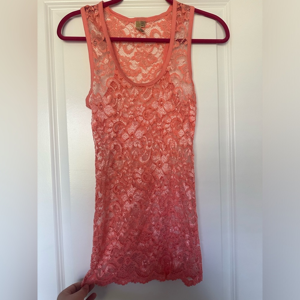 BKE by Buckle Peach Lacey Tank. Size medium.